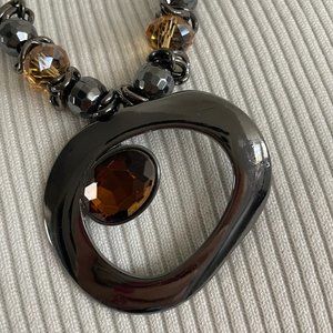 VINMOD Designs Bronze Pendant & Nickle Vintage Necklace & Earring Set 20"-21"